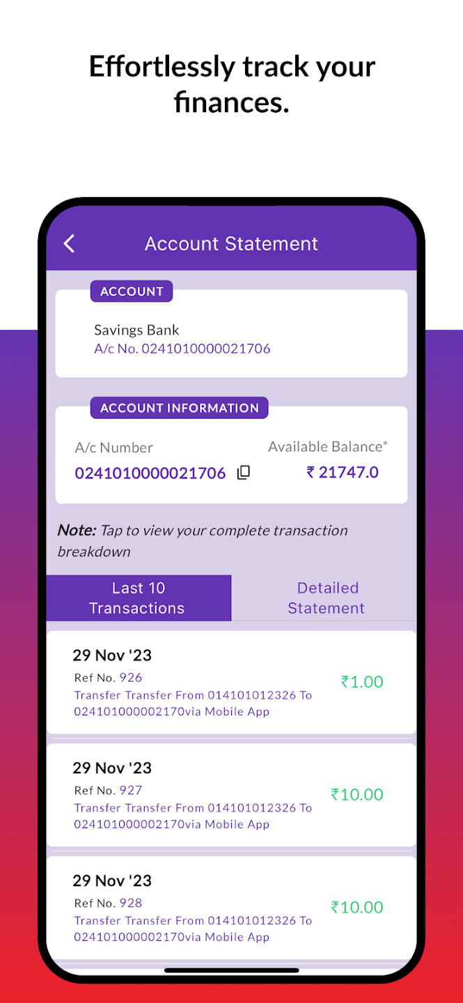 URBANK Mobile Banking Transactions