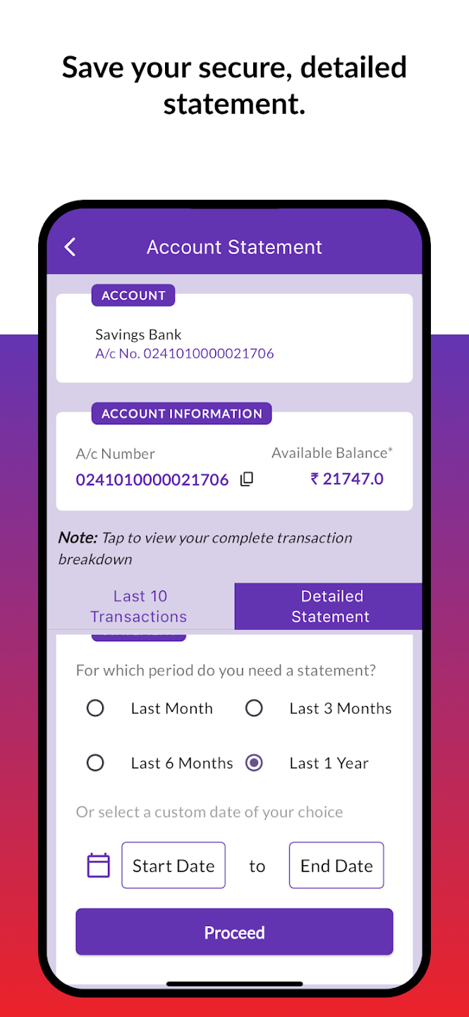 URBANK Account Statement Facility